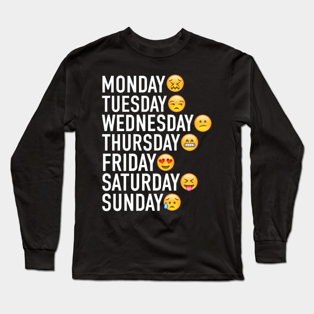 Days of the Week Expressed Through Emojis (White) Long Sleeve T-Shirt by FullTimeFangirl